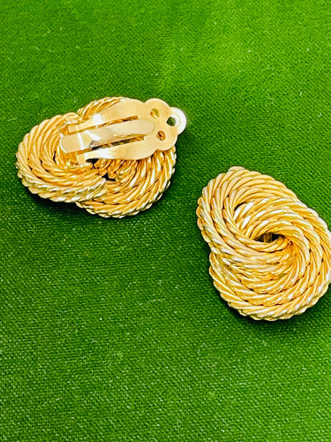 Gold Twisted Circles Clip On Earrings Devil's Details